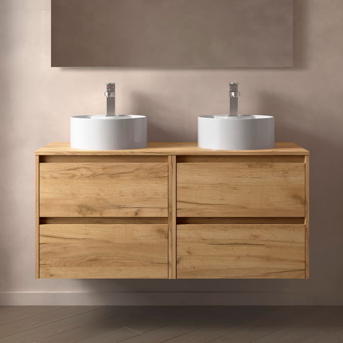 SALGAR 105532 NOJA Mueble de Baño con Tapa Encimera 4 Cajones 140 cm Color Roble África