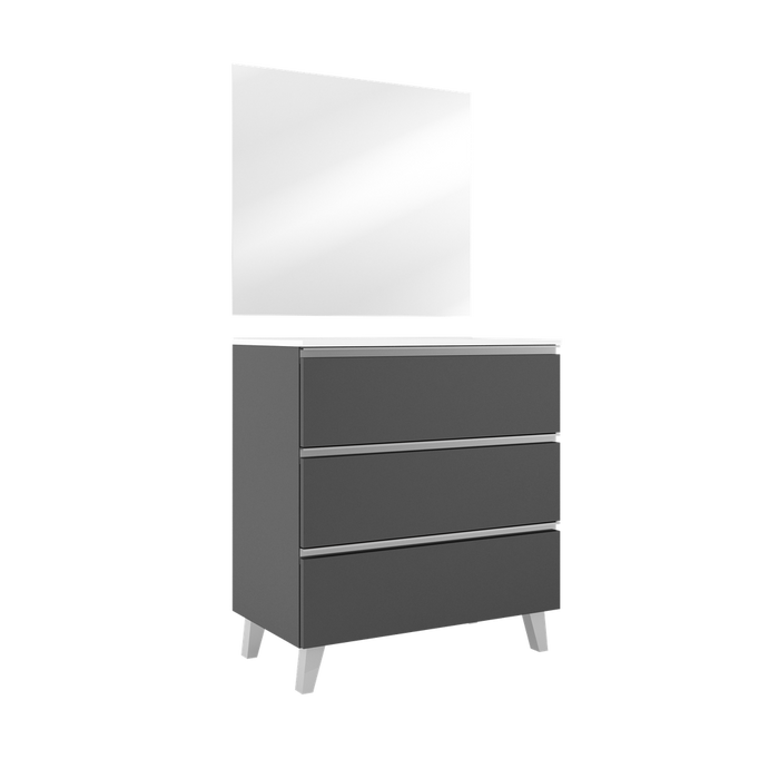 VISOBATH GRANADA Complete Bathroom Furniture Set 3 Drawers Ash Color Aluminum Handle