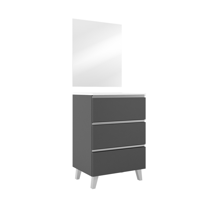 VISOBATH GRANADA Complete Bathroom Furniture Set 3 Drawers Ash Color Aluminum Handle