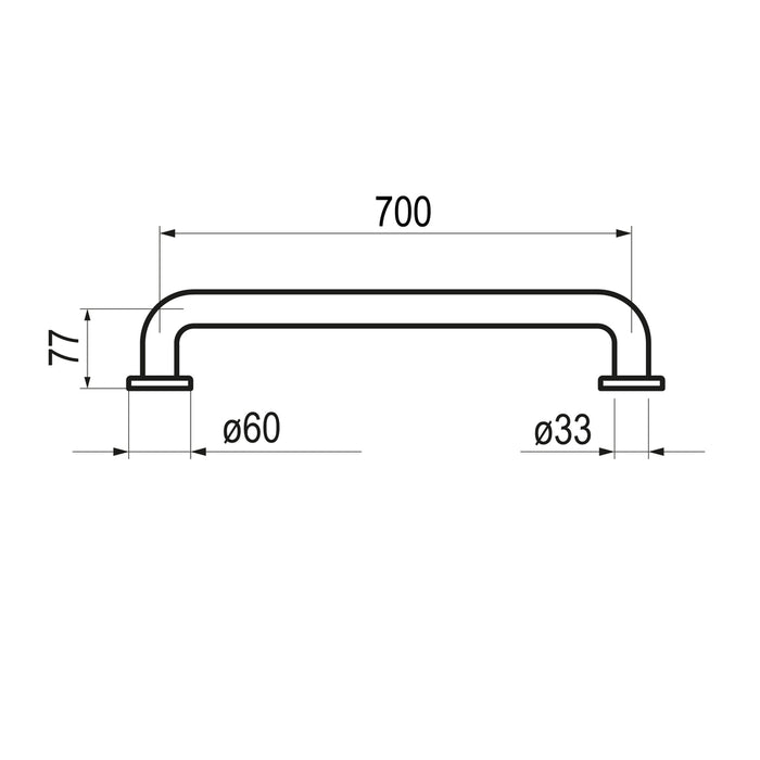 PRESTO 68573 Barra de apoyo recta 700 mm inox Acero inoxidable blanco