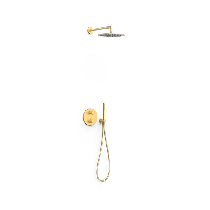 TRES 26235004OM THERM-BOX Kit de Grifo Termostático Empotrado de 2 Vías Ducha Color Oro Mate 24K