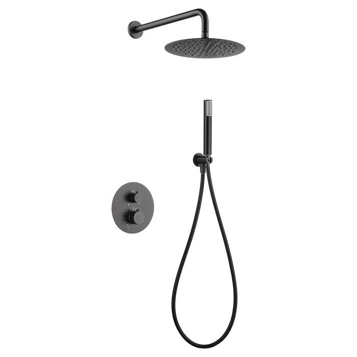 IMEX GTD038/BGM LINE Conjunto de Ducha Empotrado Termostático Black Gun Metal