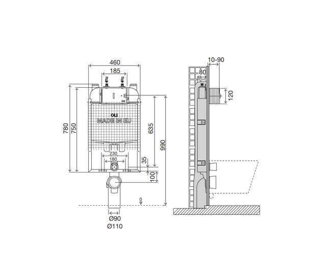 OLI 878929 OLI74 PLUS Cisterna Empotrada Mecánico Simflex Doble Entrada
