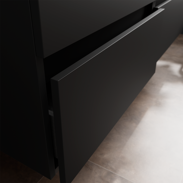 SALGAR 110544 BEQUIA Bathroom Furniture with Sink and 120 cm Countertop 2 Drawers 2 Doors Matte Black Oak