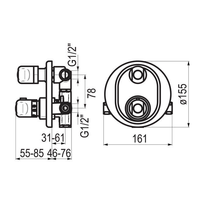 PRESTO 7004746100 Atlantis mecanismo ducha 2 vías Cromo Mate