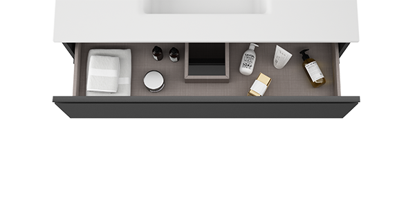 VISOBATH GRANADA Bathroom Cabinet with Sink 3 Drawers Ash Color Black Handle