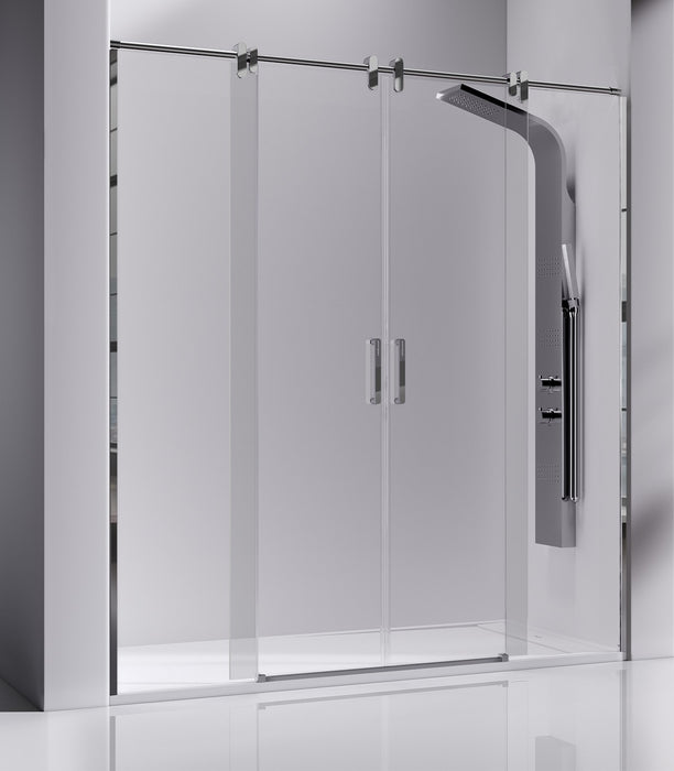 KASSANDRA LM100 SLIM Mampara Ducha 2F+2C Acero Inox Brillo Transparente