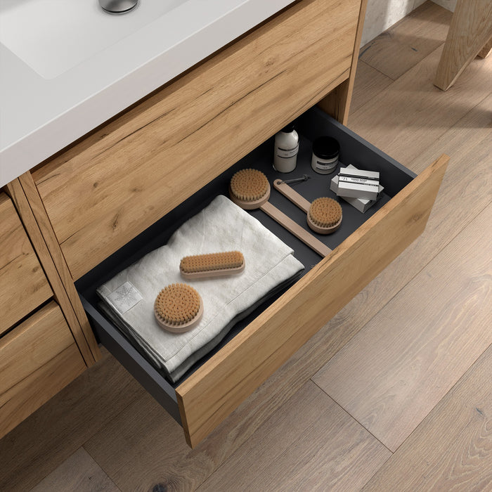 SALGAR NOJA Mueble de Baño con Tapa Encimera 2 Cajones Color Roble África