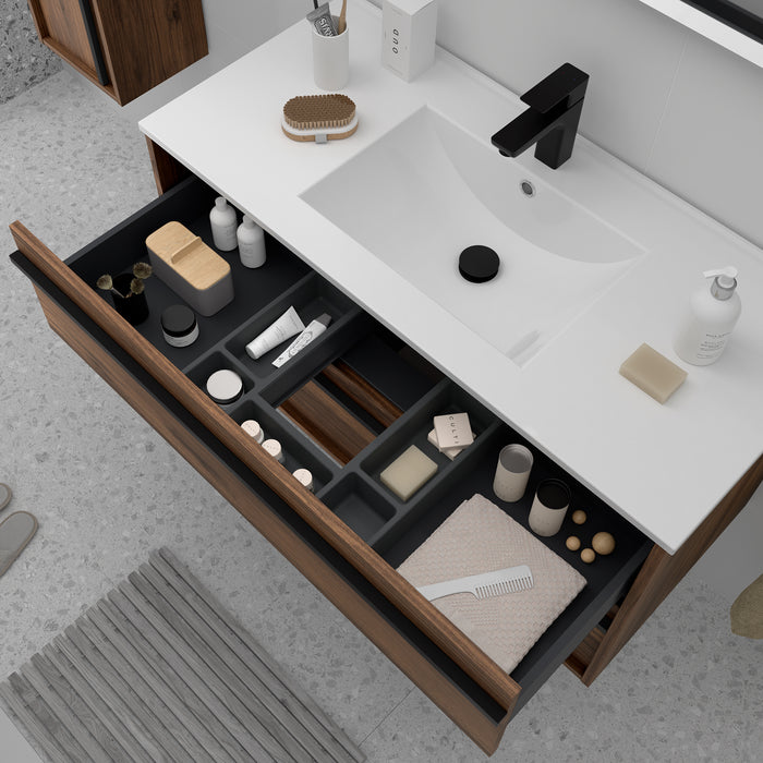 SALGAR ATTILA Mueble de Baño con Lavabo 3 Cajones Color Nogal Maya