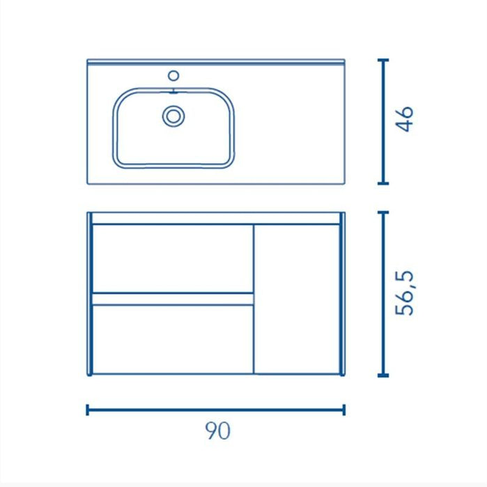 ROYO ALFA Mueble Con Lavabo 90 Blanco 5 a 7 Días MOBILIARIO ROYO 