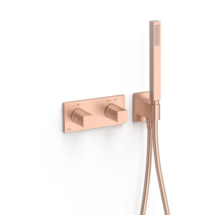 TRES 30725201OPM B-SYSTEM Grifo Termostático Empotrado De 2 Vías B-System Oro Rosa Mate