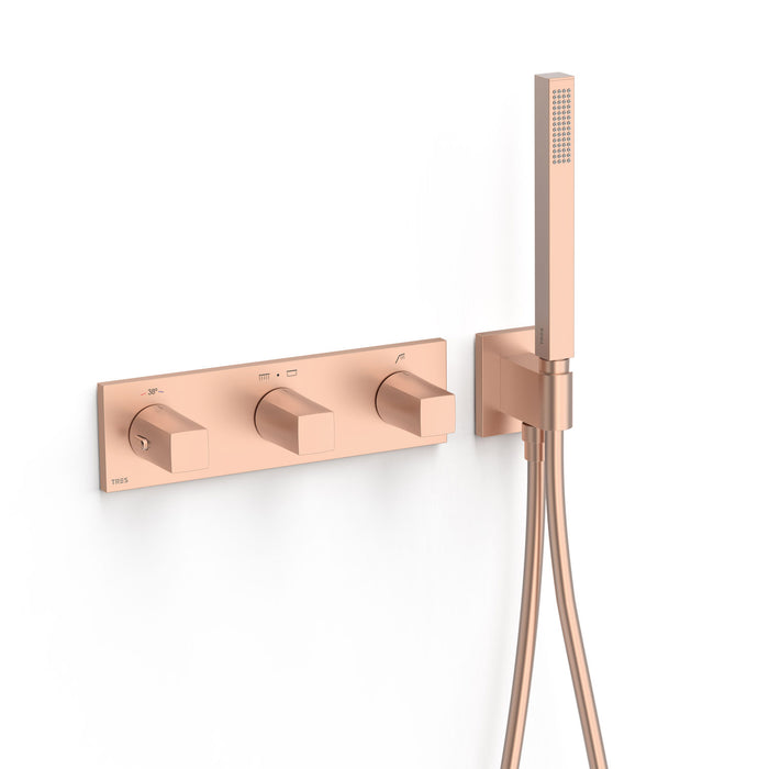 TRES 30725301OPM B-SYSTEM Grifo Termostático Empotrado De 3 Vías B-System Oro Rosa Mate