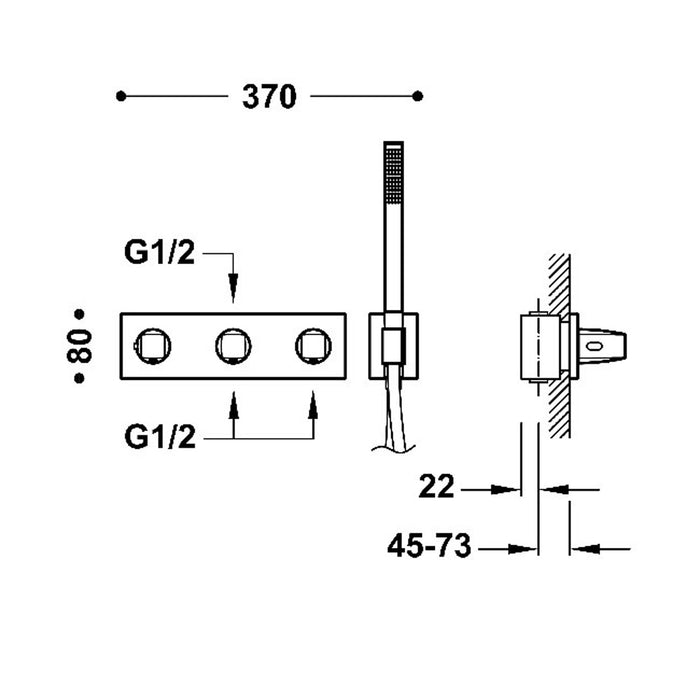 TRES 30725301OPM B-SYSTEM Grifo Termostático Empotrado De 3 Vías B-System Oro Rosa Mate