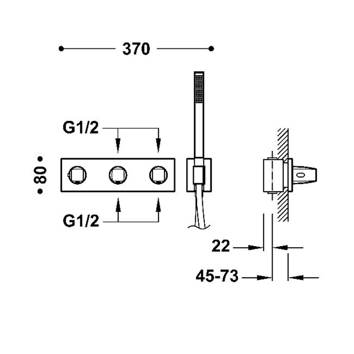 TRES 30725401OPM B-SYSTEM Grifo Termostático Empotrado De 4 Vías B-System Oro Rosa Mate