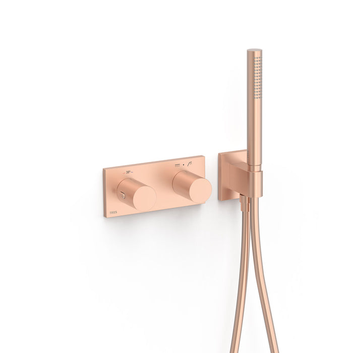 TRES 30735201OPM B-SYSTEM Grifo Termostático Empotrado De 2 Vías B-System Oro Rosa Mate