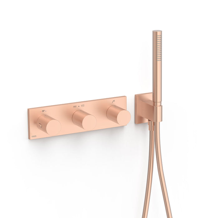 TRES 30735301OPM B-SYSTEM Grifo Termostático Empotrado De 3 Vías B-System Oro Rosa Mate