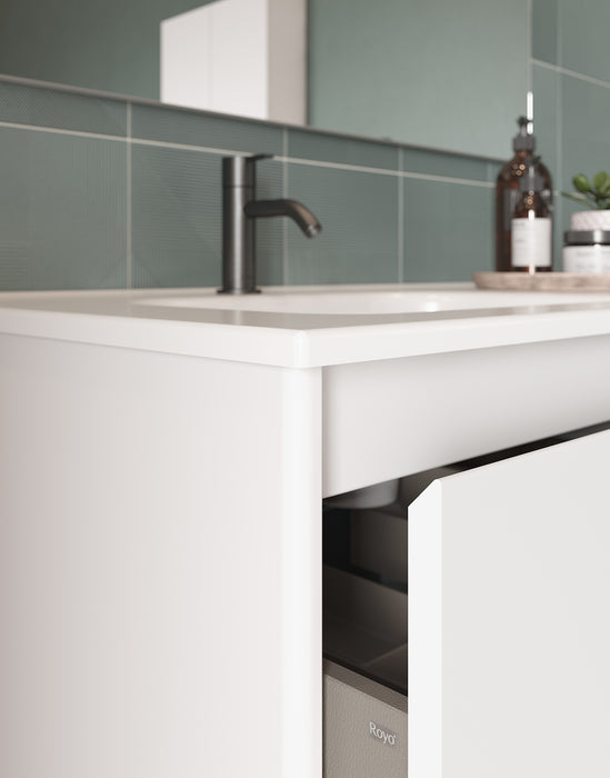 ROYO ALFA Bathroom Furniture with Sink 2 Drawers 1 Door 90 cm White Gloss