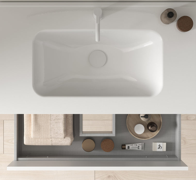 AMIZUVA KEIKO Mueble de Baño con Lavabo 2 Cajones Gris Arenado