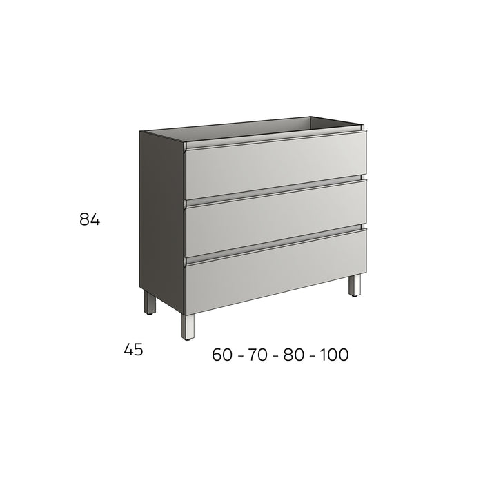 BATHME MADISON TOP Conjunto Completo Mueble 3 Cajones Cemento