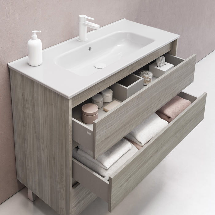 ROYO SANSA Mueble de Baño con Lavabo 3 Cajones Gris Arenado
