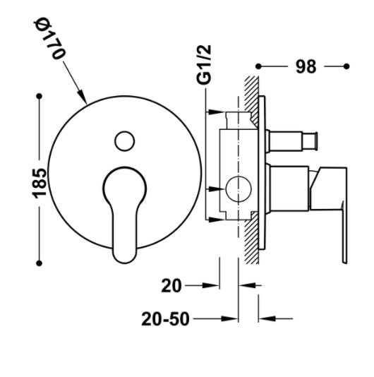 TRES 01718012 BM-TRES Built-in Shower Faucet Chrome