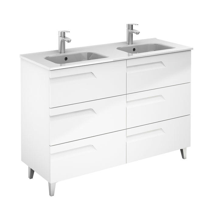 ROYO C0072618 VITALE Conjunto Mueble de Baño Completo 120 cm 6 Cajones Blanco Brillo