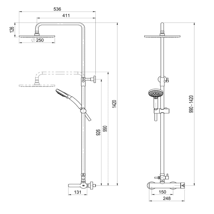 PRESTO 88950300 KARIM DUE Columna Ducha Mezcladora Rociador y Flexo Inox Cromo