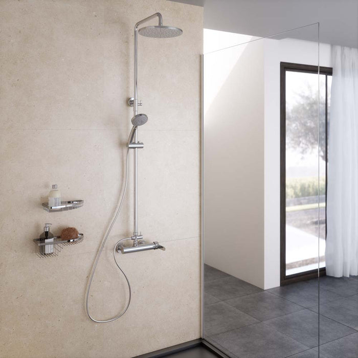 PRESTO 88950300 KARIM DUE Columna Ducha Mezcladora Rociador y Flexo Inox Cromo