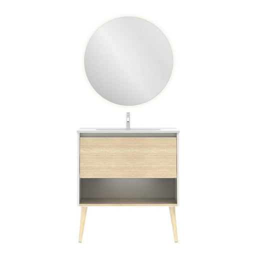 AMIZUVA C0073870 NARA Conjunto Completo 80 1 Cajón 1 Hueco Blanco Mate Roble Arenado 3 a 5 Días AMIZUVA 