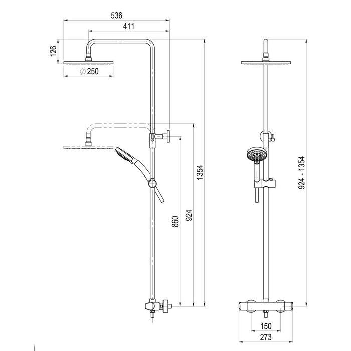 PRESTO 46049300 AROHA Columna Ducha Termostática Con Accesorios De Ducha Cuerpo Frío