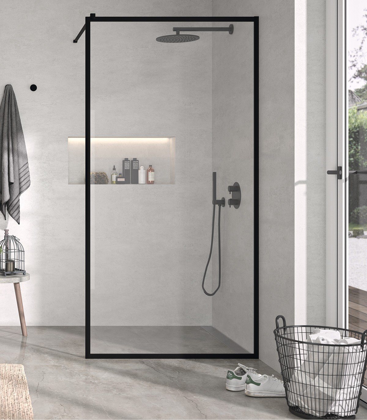 KASSANDRA FR103 FRESH Fijo Ducha Aluminio Negro Mate Transparente 3 a 5 Días KASSANDRA 
