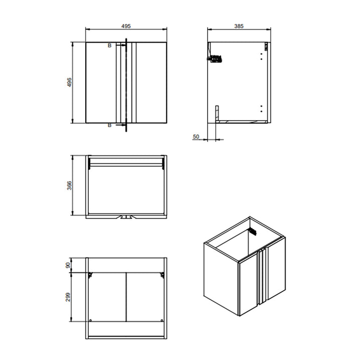 VISOBATH 72183 LAGOS 50 Mueble de Baño con Lavabo 2 Puertas Color Blanco Ada Mate